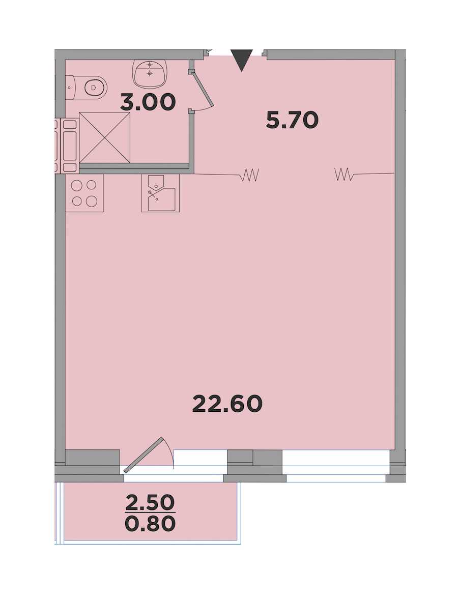 Студия в : площадь 31.3 м2 , этаж: 2 - 4 – купить в Санкт-Петербурге